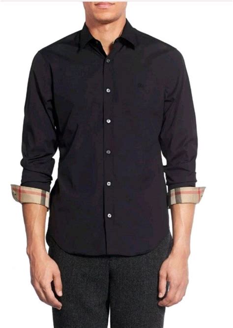 burberry brit men's long sleeve black nova check shoulder patch|Burberry nova resale.